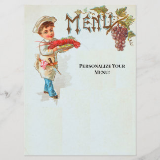 Menú plano de langosta vintage personalizado