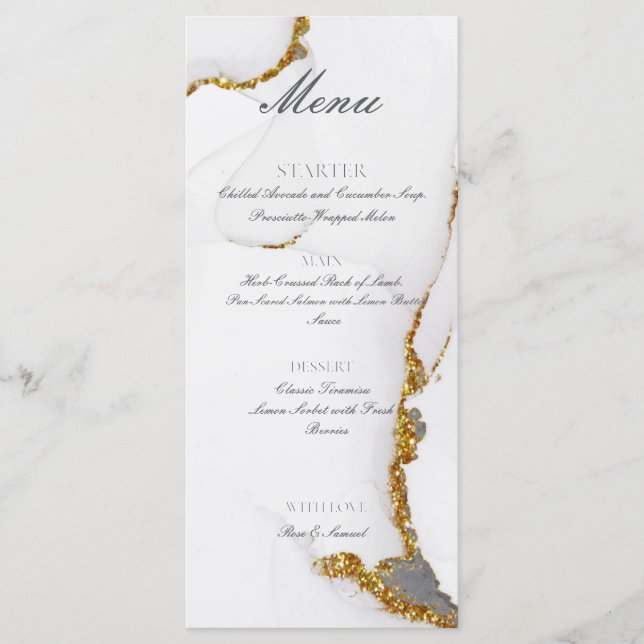 Menú Plano de Oro con Brillo Hecho a Mano con Tint (Anverso)