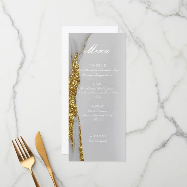 Menú plano de oro de tinta de alcohol hecho a mano (Anverso/Reverso In Situ)