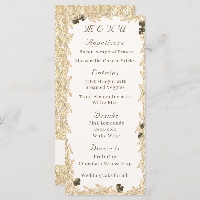 Menú plano de Rosas ordenados (Anverso / Reverso)