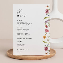 Menú plano de tarjetas de menú de Boda de flores s