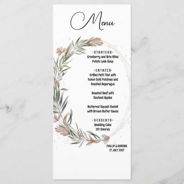 Menú plano ligero blanco pluma (Anverso)