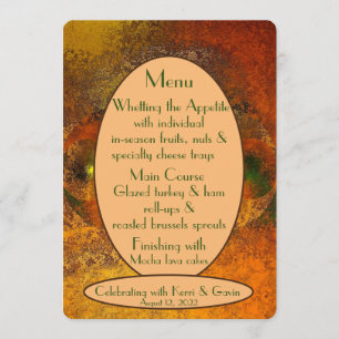 Menú plano "Luminarios" de la boda otoño