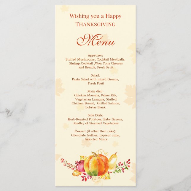 Menú plano otoño de hortalizas y frutas Acción de  (Anverso)