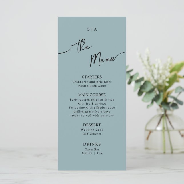 Menú plano para el Boda Boho. (Anverso de pie)