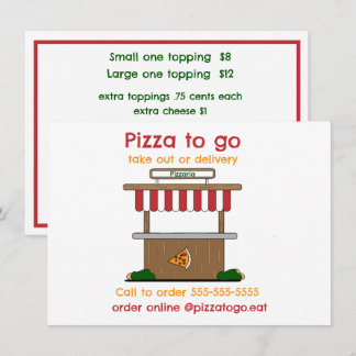 Menú Plano para Pizza para Llevar, Entrega o Camió