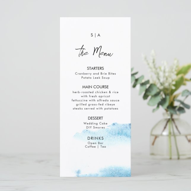 Menú plano para un Boda moderno. (Anverso de pie)
