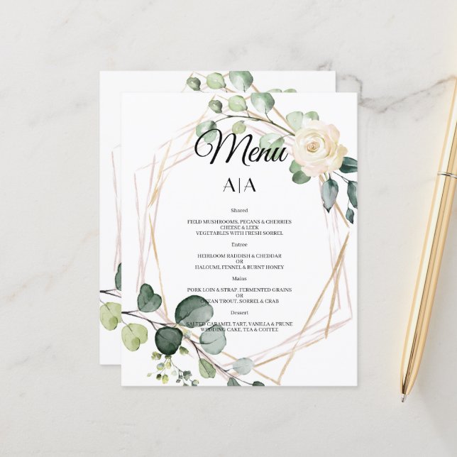 Menú plano/presupuesto/Boda. (Anverso/Reverso In Situ)
