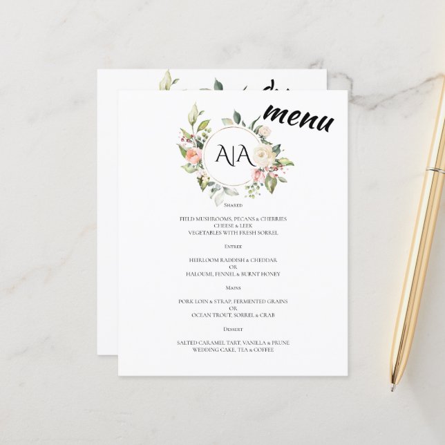 Menú plano/presupuesto/Boda. (Anverso/Reverso In Situ)