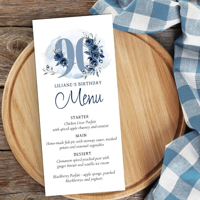 Menú plano totalmente editable para la fiesta del  (90th birthday party menu)