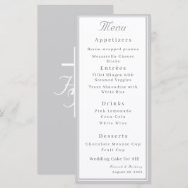 Menú Plata y Blanco La Boda Católica Refinada