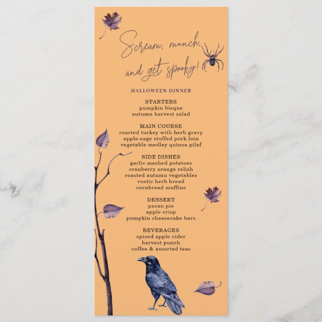 MENÚ PLUM BLACK CROW SPIDER AUTUMN DEJA HALLOWEEN (Anverso)