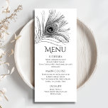 Menú Pluma de Pavo Real Chic Brillo Plata Bat Mitzvah<br><div class="desc">Este diseño presenta una elegante pluma de pavo real con brillo plateado sobre un fondo blanco con la información de su menú de Bat Mitzvah debajo. Personalice editando el texto en las casillas de texto. Diseñado para usted por Evco Studio www.zazzle.com/store/evcostudio #mitzvah #batmitzvah #planificadordeeventos #mazeltov #judio #mitzvahswag #fiesta #vidajudia #boda...</div>