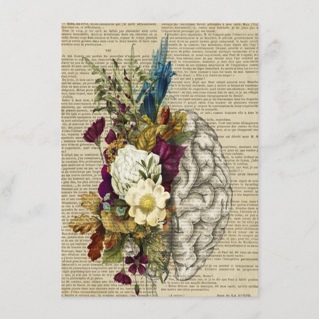 Menú poster de anatomía cerebral floral médica (Anverso)