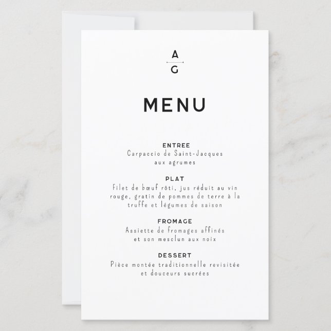 Menu pour mariage "Lettrus" (Anverso)