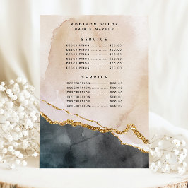 Menú Precio de servicio de mármol oro negro rosado de c