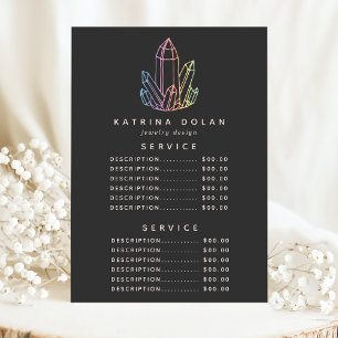 Menú Precio del servicio de cristal de cuarzo de arcoír