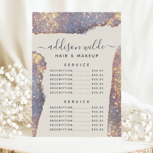 Menú Precio del Servicio de Glitter Glamorado Dorado Pú