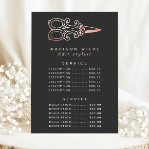 Menú Precio del Servicio de Salón de Tijeras de Oro Ros