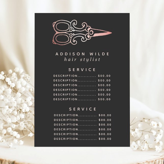 Menú Precio del Servicio de Salón de Tijeras de Oro Ros (Subido por el creador)