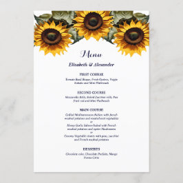 Menú Pretty Yellow sunflowers wedding