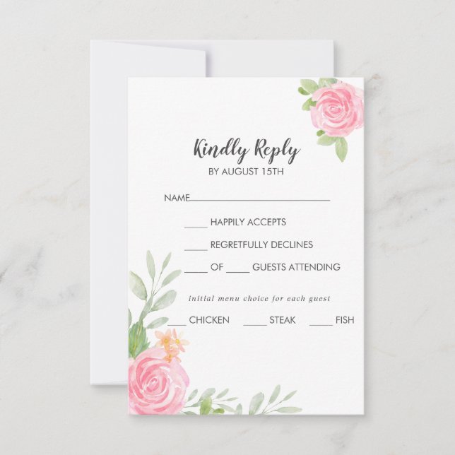Menú Primario Elección Tarjeta RSVP de Boda (Anverso)