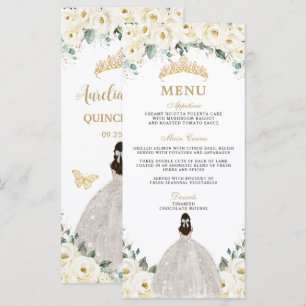 Menú Princesa Floral Rosa Marfil Blanco Quinceañer