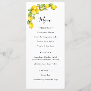 Menú principal Squeeze Lemon Bridal Shower