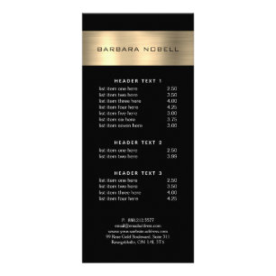 Menú profesional del servicio de la raya del oro