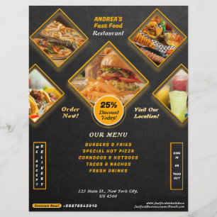 Menú Profesional Promoción de Comida Rápida Descue