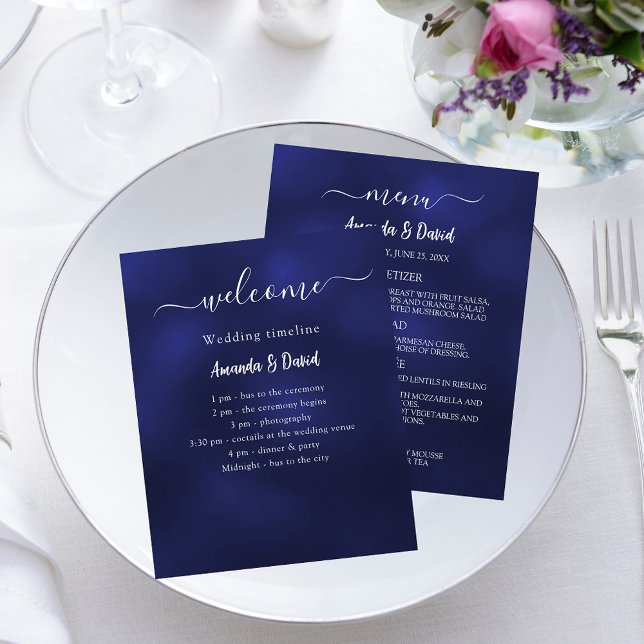 Menú Programa de Bodas presupuesto azul marino bla (Subido por el creador)