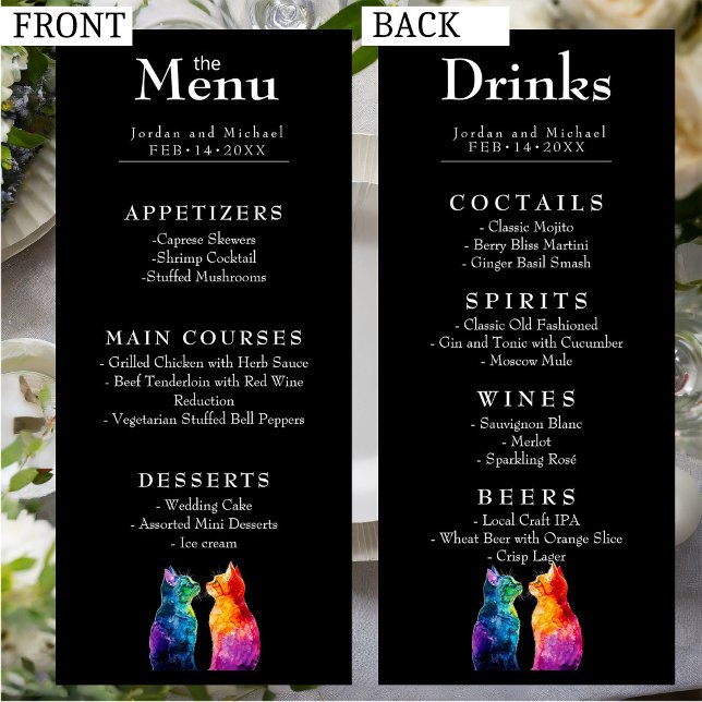 Menú 🌈 Puramente Tuyo: Un amor arcoiris (🌈 Purrfectly Yours: A Rainbow Love Menu, double sided)