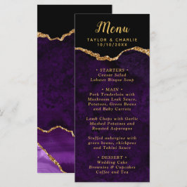Menú Purple and Gold Agate Marble Wedding