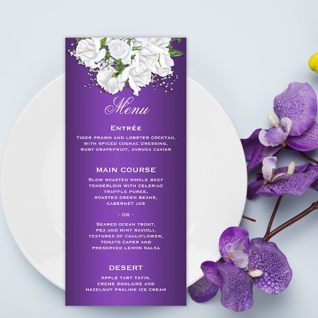 Menú Purple Elegance y White Bridal Bouquet Boda (Subido por el creador)
