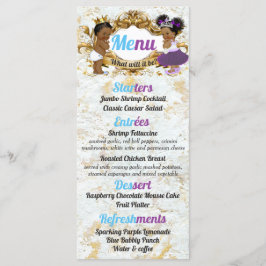 Menú Purple elegante | Foto de revelación de género en
