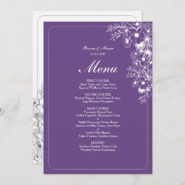Menú Purple Floral Elegant Wedding