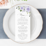 Menú Purple Flowers, Lilac Flowers, Floral Wedding<br><div class="desc">Add a personal touch to your wedding celebration with these stylish and memorable party items! Design features purple watercolor flowers and greenery on white background.</div>