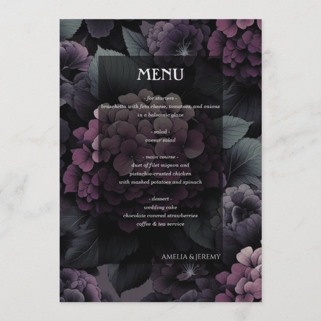 Menú Purple Moody Floral (Anverso)