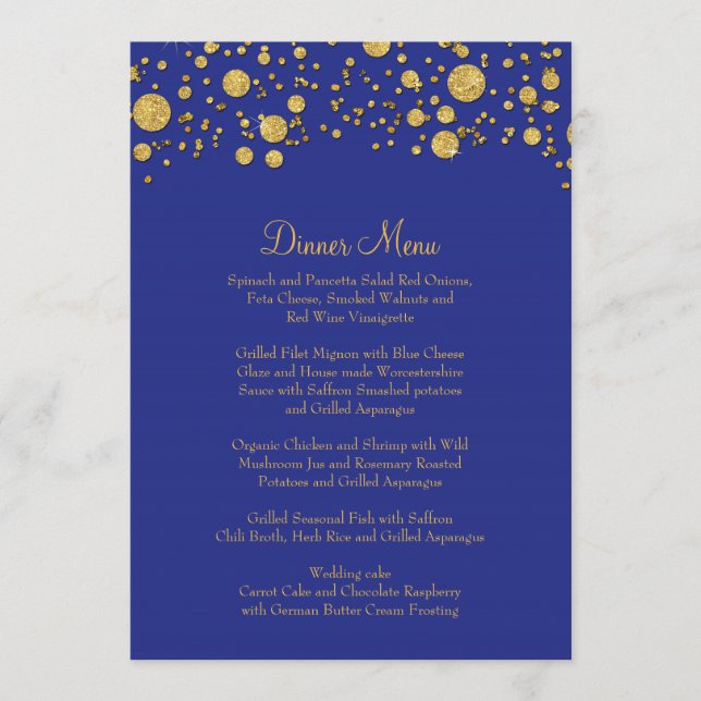 Menú Purpurina de la hoja de oro Confetti Dot Elegant M (Anverso)