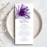 Menú Purpurina de Moda de plumas de pavo real Purple Ba<br><div class="desc">Este diseño presenta una elegante pluma de pavo real rosa y violeta sobre un fondo blanco con la información del menú de Bat Mitzvah debajo. Personalice editando el texto en los cuadros de texto. Diseñado para ti por Evco Studio www.zazzle.com/store/evcostudio #mitzvah #batmitzvah #eventplanner #mazeltov #jewish #mitzvahswag #fiesta #jewishlife #boda #kosher...</div>