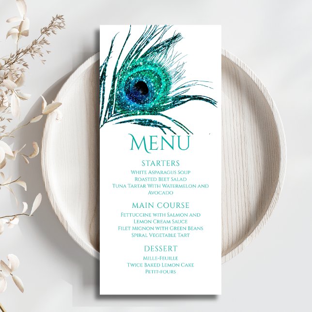 Menú Purpurina Turquoise Bat Mitzvah de Moda de plumas  (Subido por el creador)