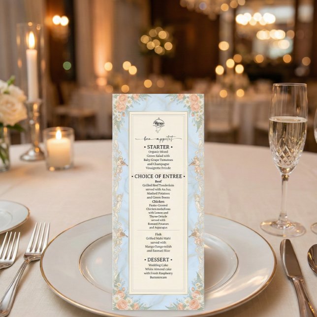 Menú Querubín Vintage Rococó y Floral Regencia (Subido por el creador)