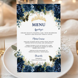 Menú Quinceañera 16 Blue Floral Sweet