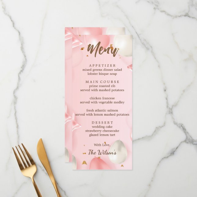 Menú Quinceañera Celebración Editable (Anverso/Reverso In Situ)