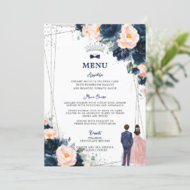 Menú Quinceañera de los mellizos florales azules d