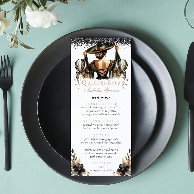 Menú Quinceañera de oro negro de lujo (Subido por el creador)