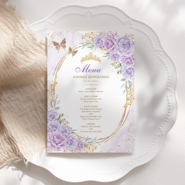 Menú Quinceanera de oro púrpura mis quinceañeras 15 ano (Subido por el creador)
