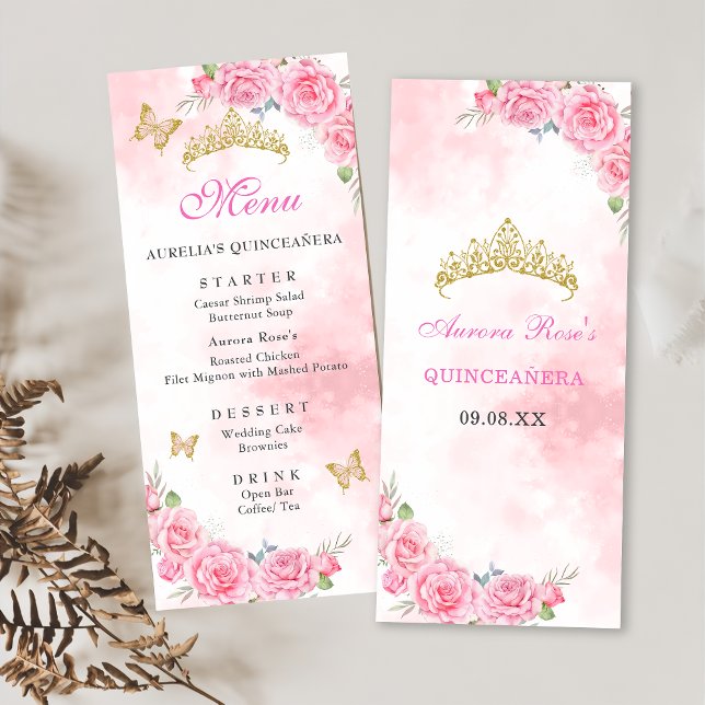 Menú Quinceanera de oro Rosa Quince cumpleaños 15 Anos (Subido por el creador)