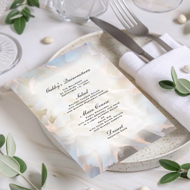Menú Quinceañera floral blanca (Subido por el creador)