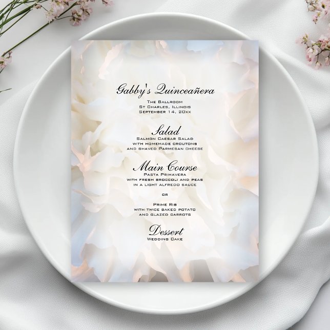 Menú Quinceañera floral blanca (Subido por el creador)
